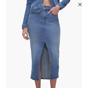Good American Denim Maxi Skirt with Front Slit medium wash 2 / 26